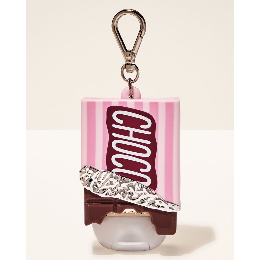 NEW Bath & Body Work Chocolate Bar PocketBac Hand Sanitizer Holder Keychain Pink